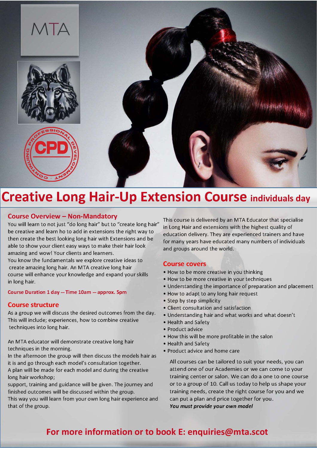 Creative Long Hair-Up Extension Course - Individuals day