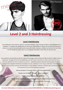 Level 2 or 3 Hair qualification. (Pay in full or choose Deposit option)