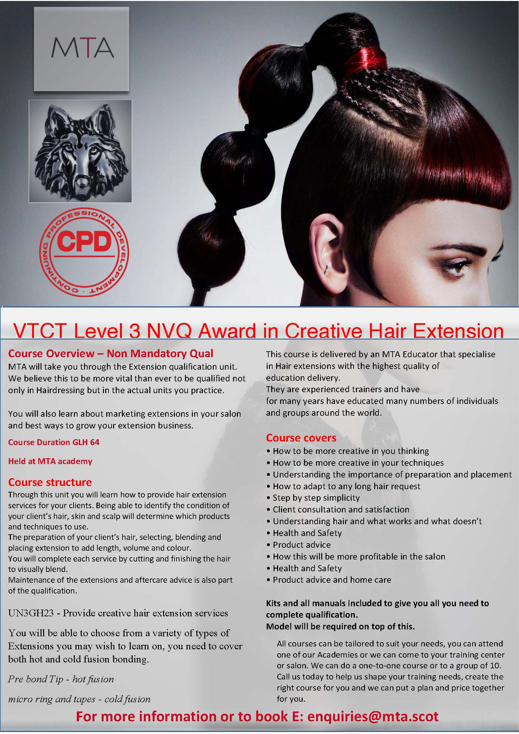 VTCT Level 3 NVQ Award in Creative Hair Extension MTA Education